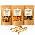 Dolce Dried dried lemon, orange and lime 3-pack with two gold garnish tongs